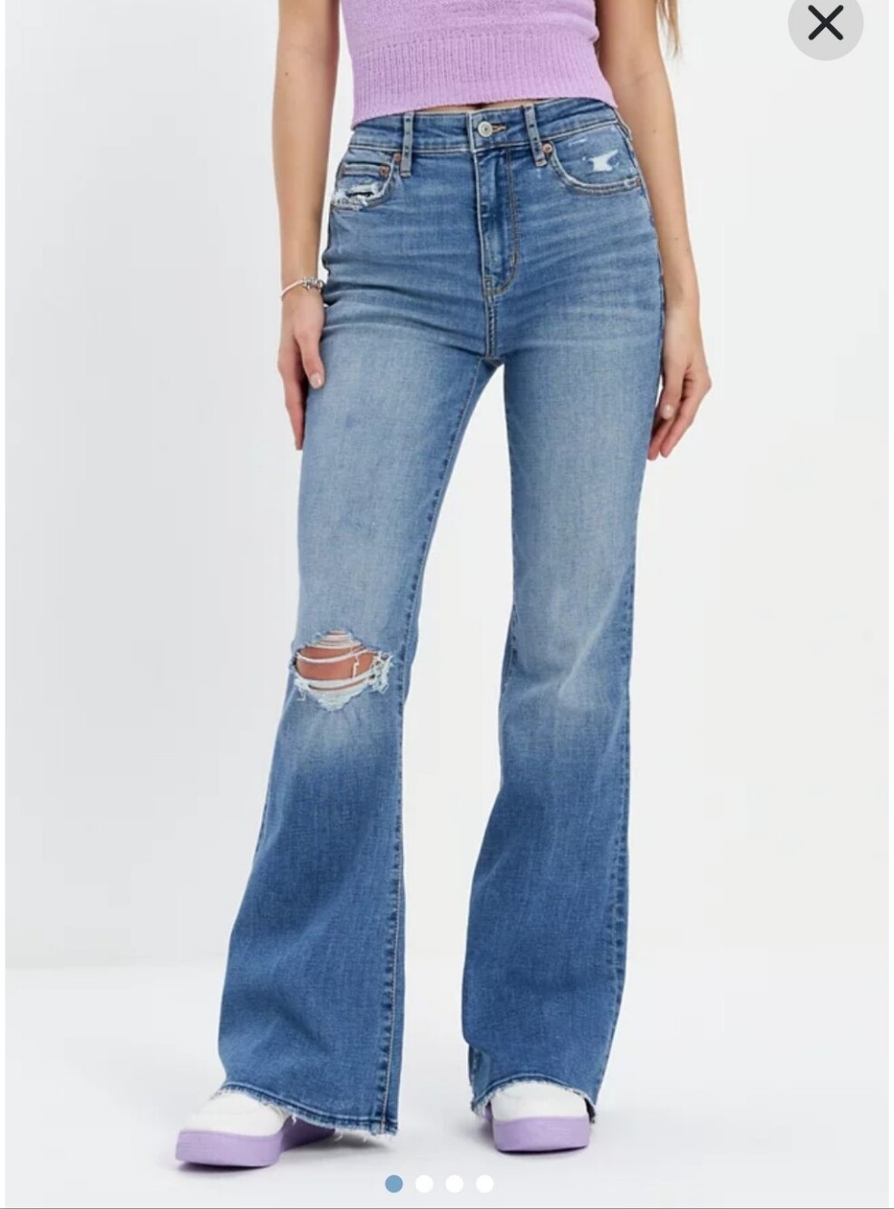 American Eagle Jeans Womens 10 Regular Super Hi-Rise Flare Distressed
